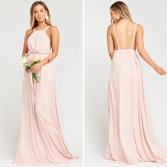 Show Me Your Mumu Amanda High Neck Maxi Dress in Dusty Blush, Women’s Size Small