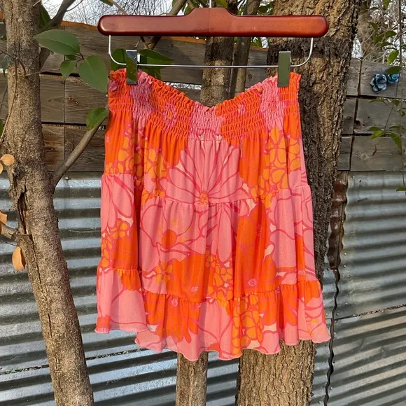 SHOW ME YOUR MUMU Velma Mini Skirt Retro Garden Mesh Floral Stretch Medium
