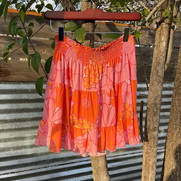 SHOW ME YOUR MUMU Velma Mini Skirt Retro Garden Mesh Floral Stretch Medium