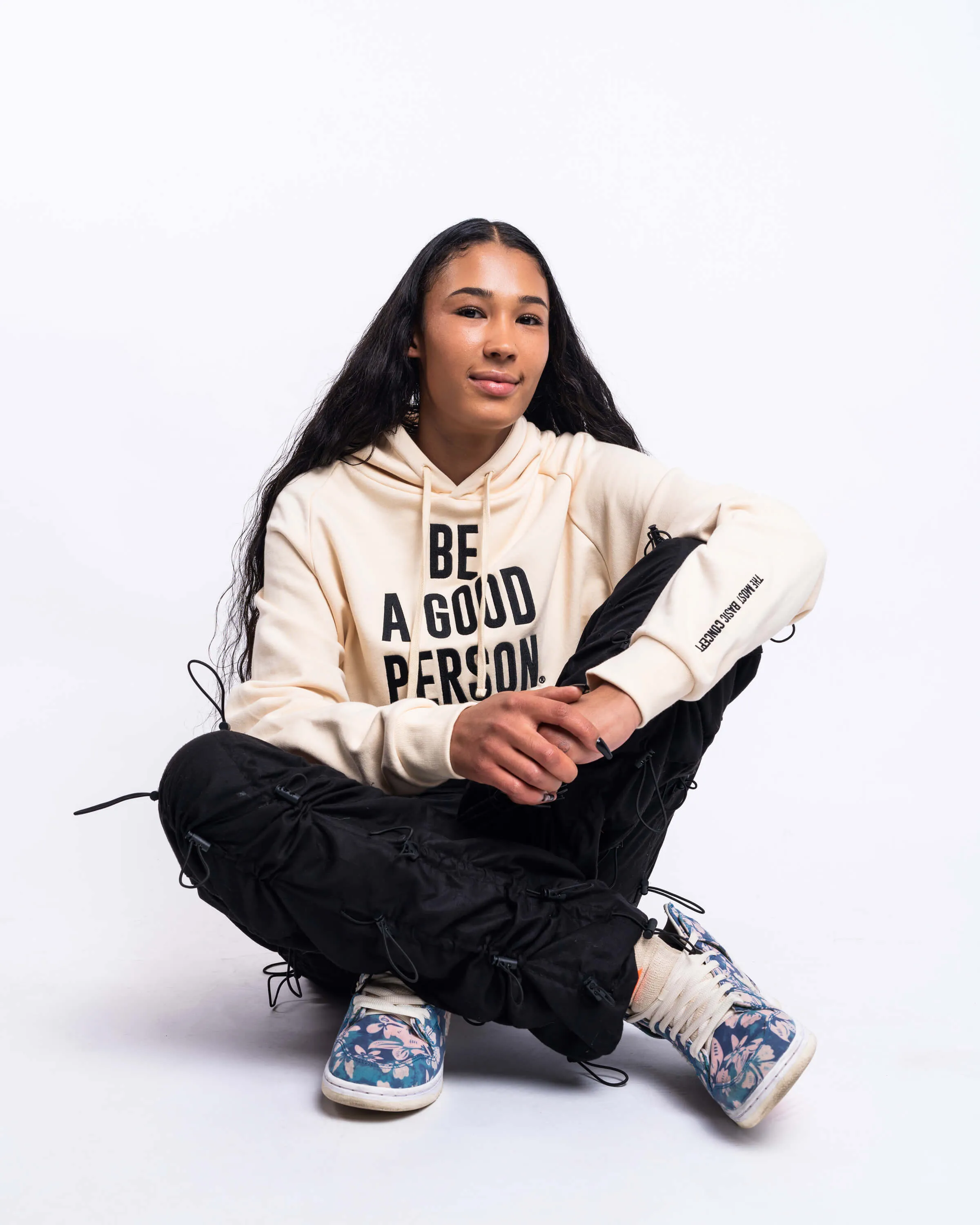 Signature Embroidered Hoodie - Cream/Black