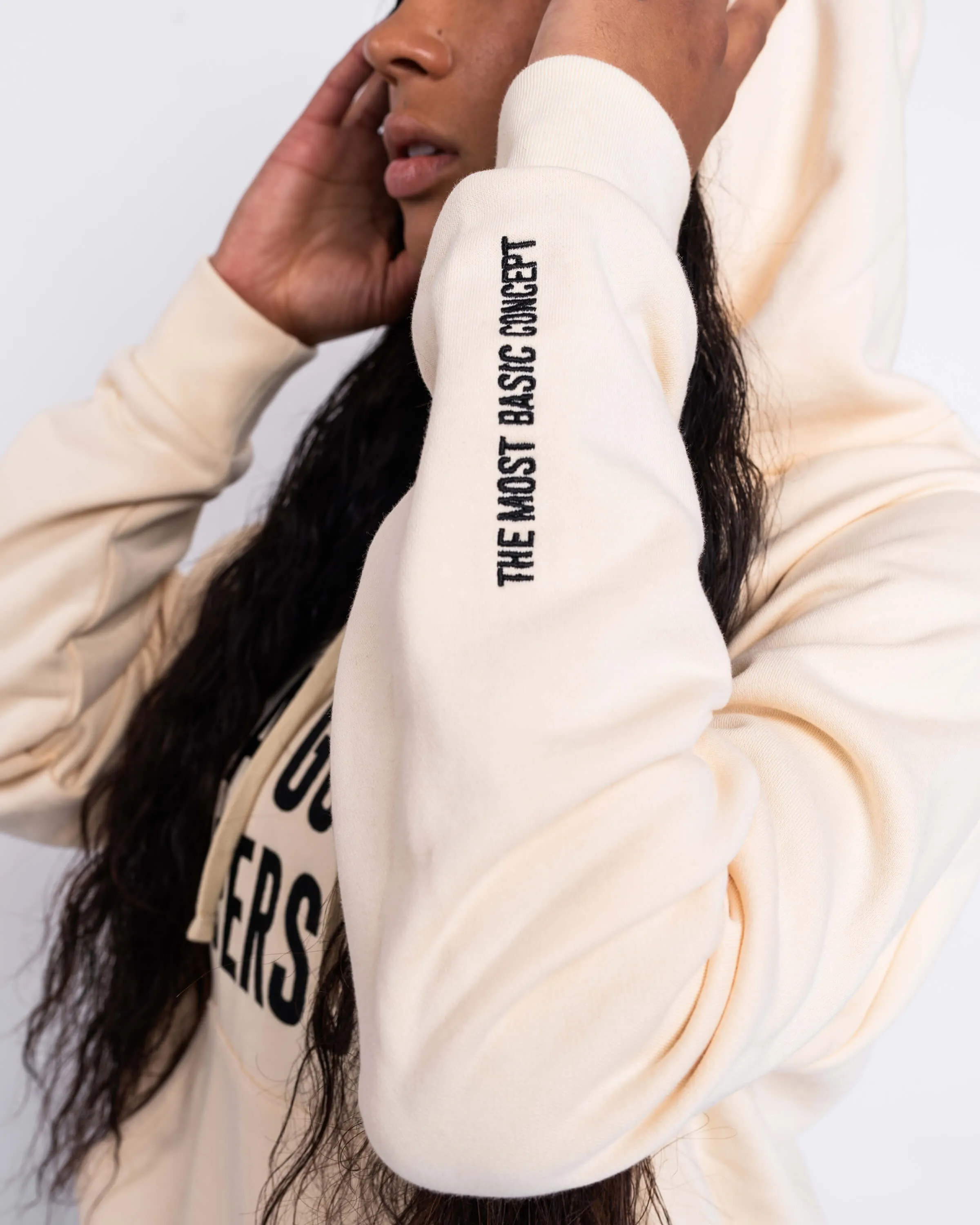 Signature Embroidered Hoodie - Cream/Black