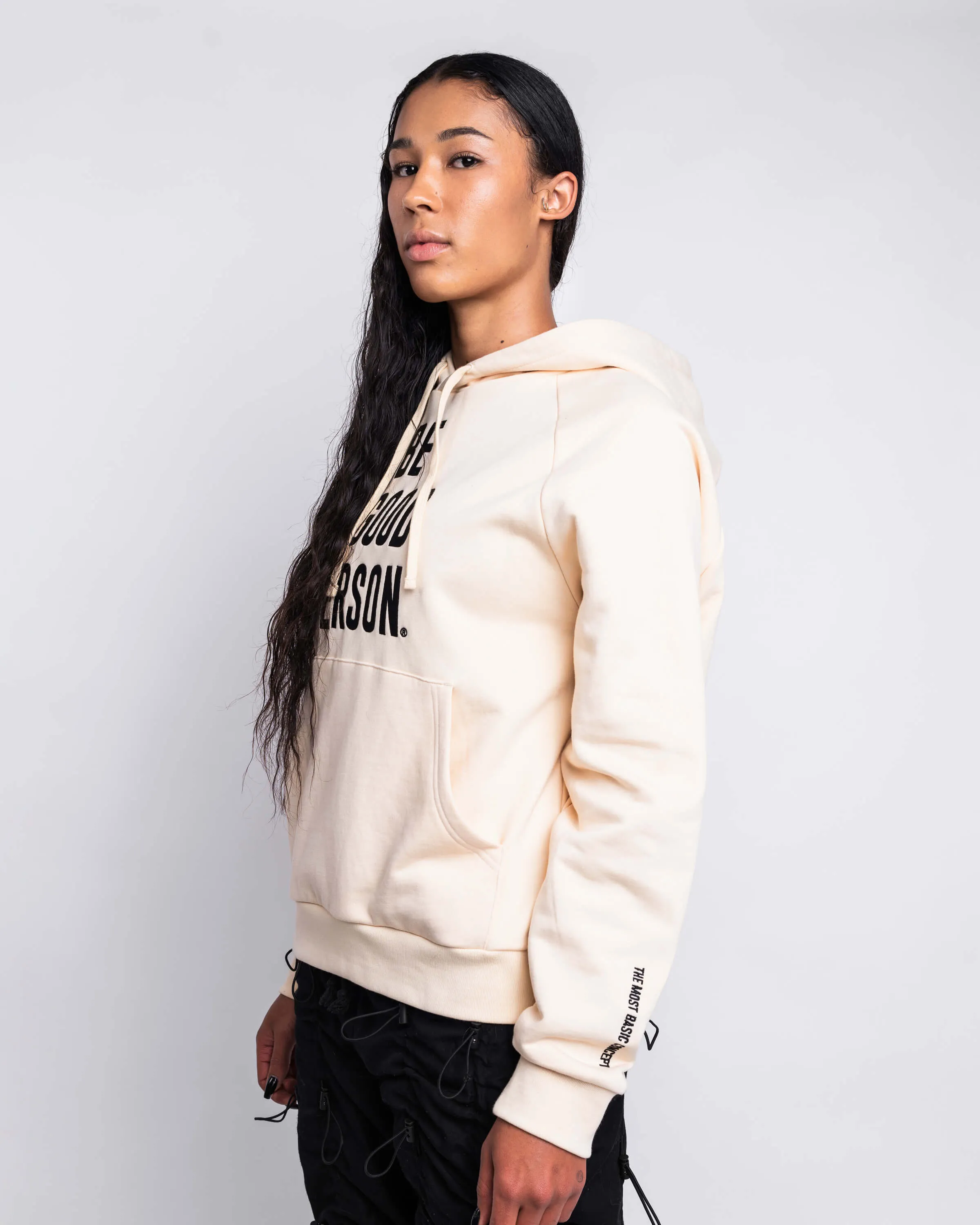 Signature Embroidered Hoodie - Cream/Black