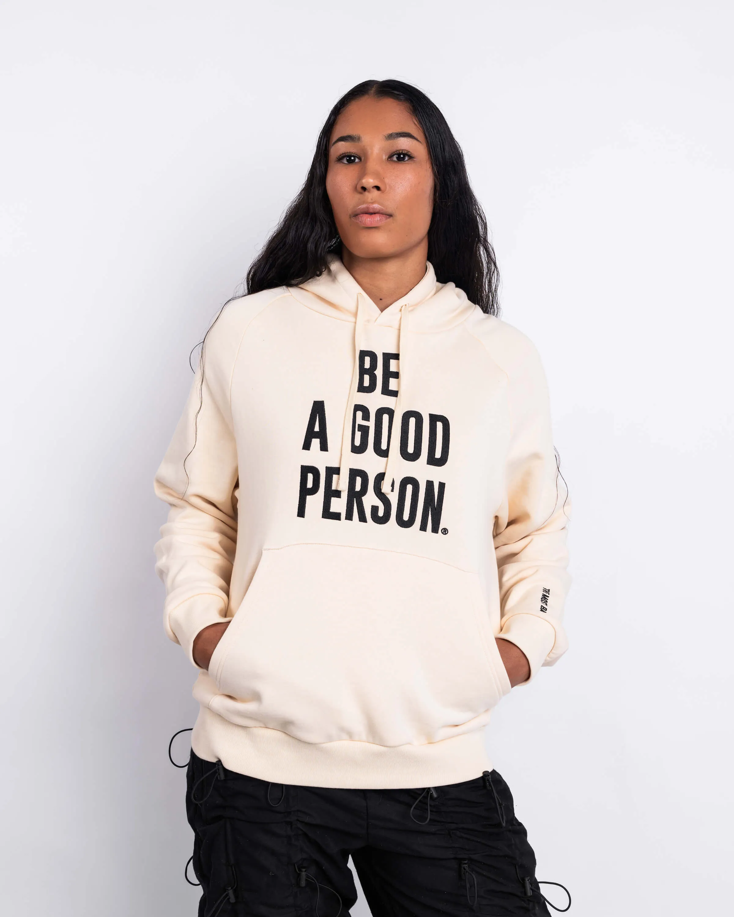Signature Embroidered Hoodie - Cream/Black