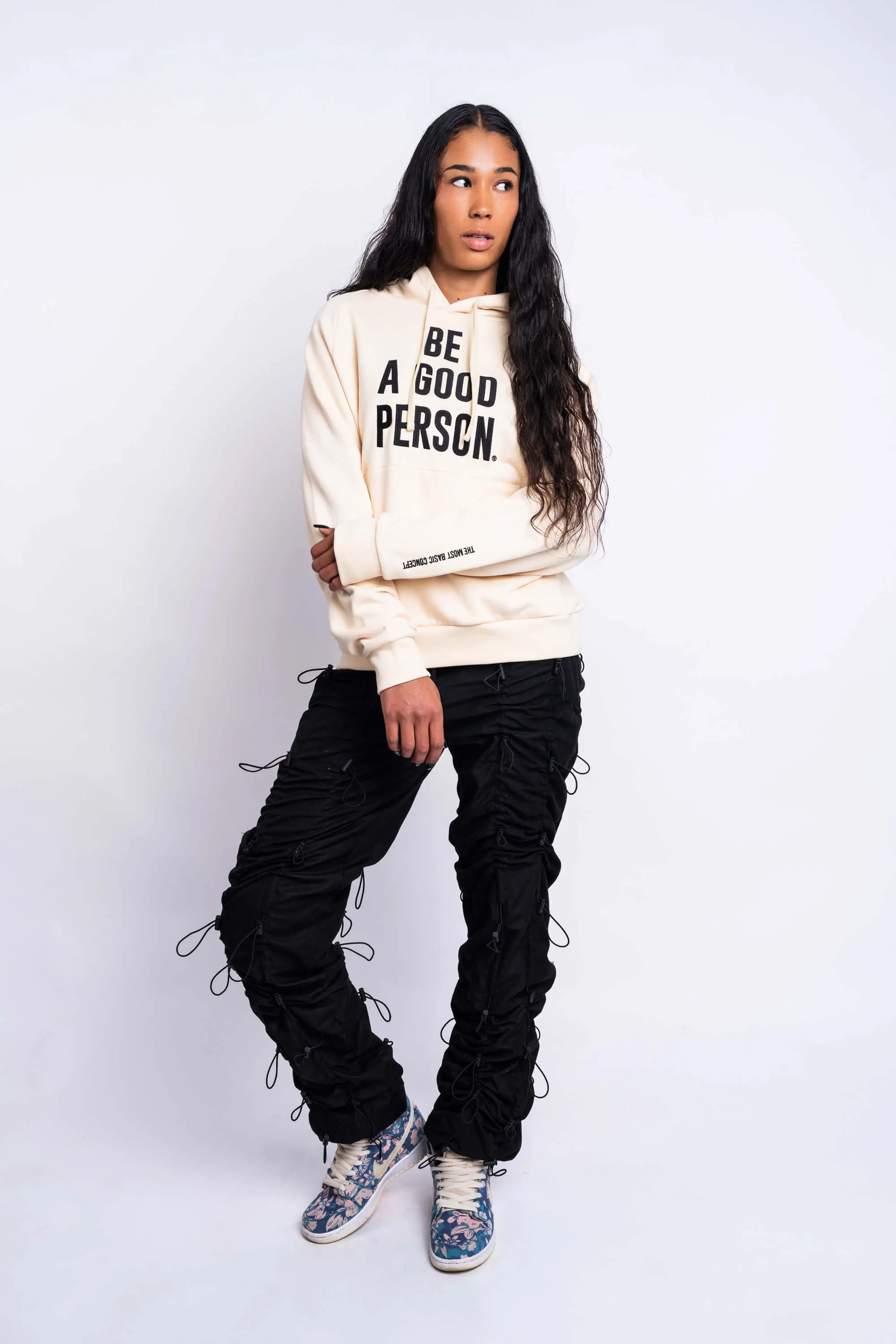 Signature Embroidered Hoodie - Cream/Black