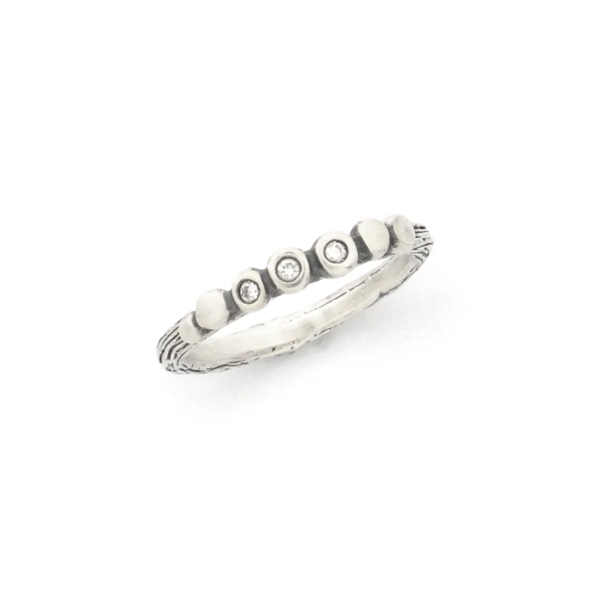 Silver Pebble Twig Ring