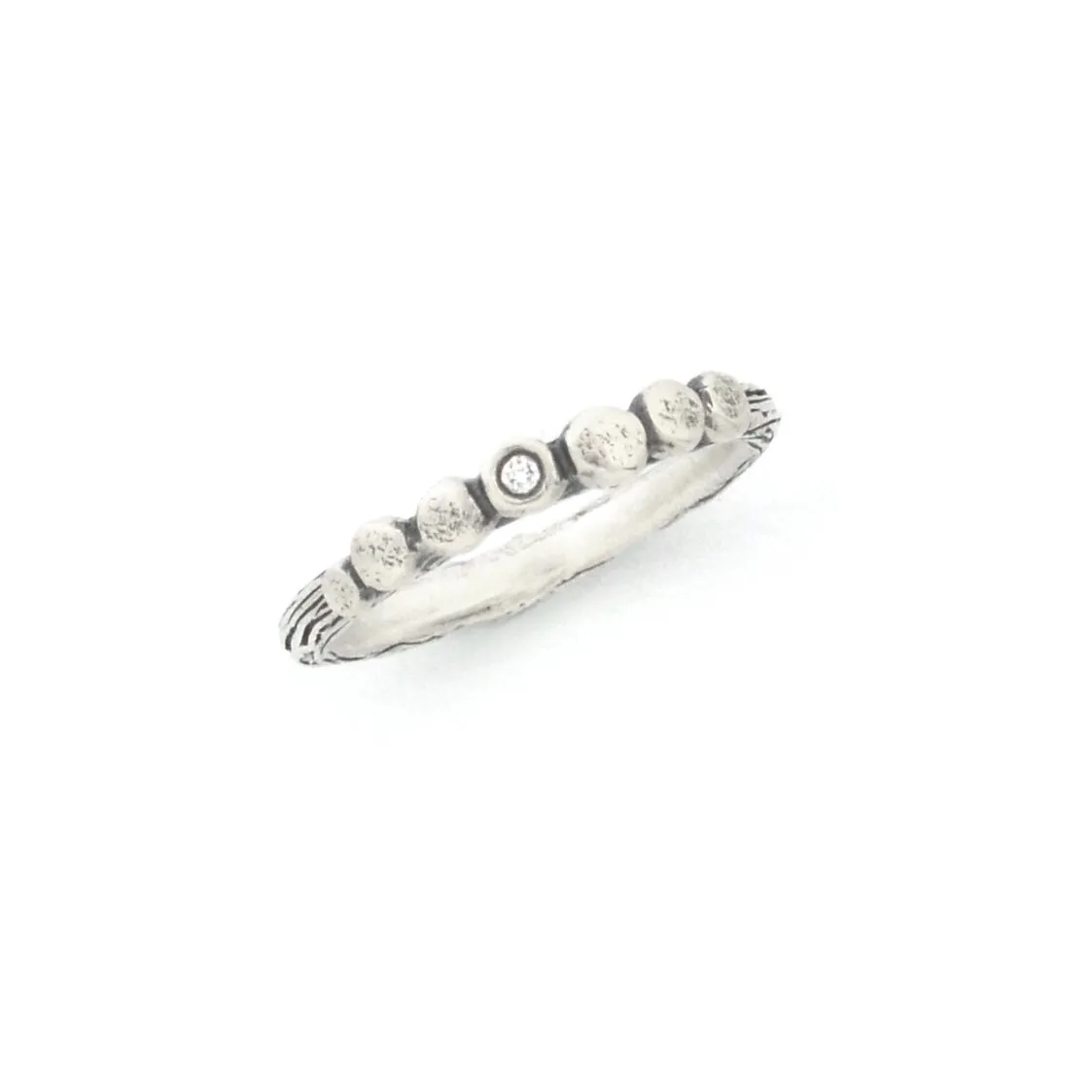 Silver Pebble Twig Ring