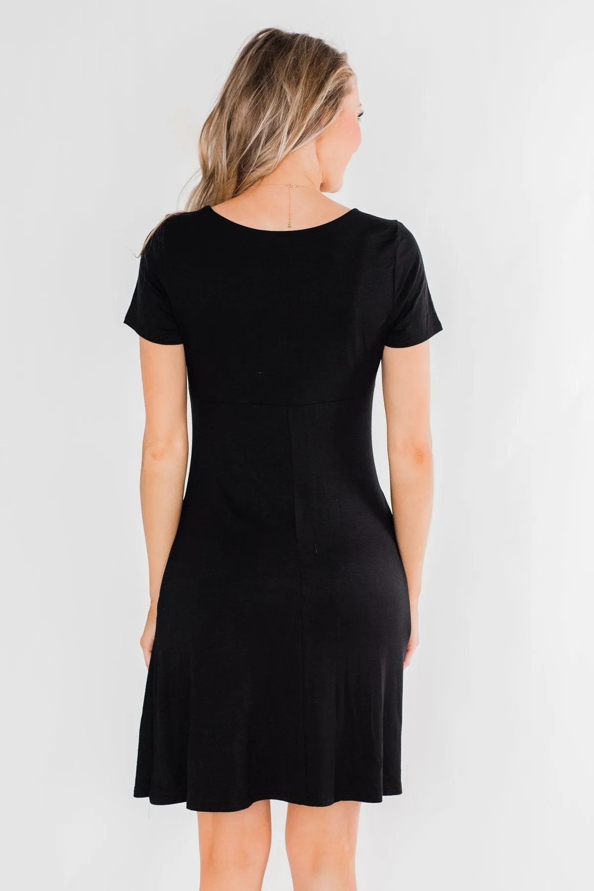 Simple Yet Elegant Short Sleeve Dress- Black