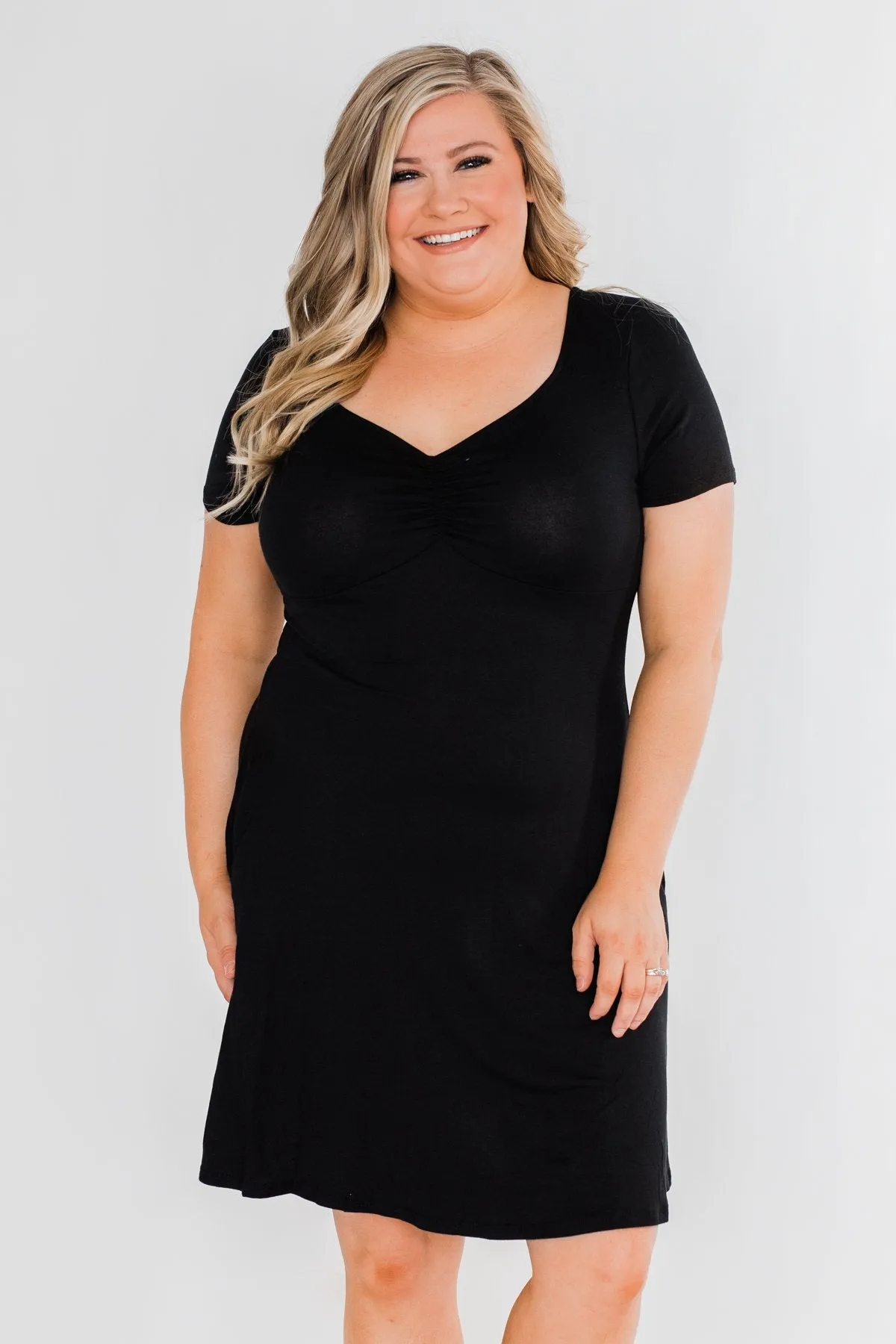 Simple Yet Elegant Short Sleeve Dress- Black