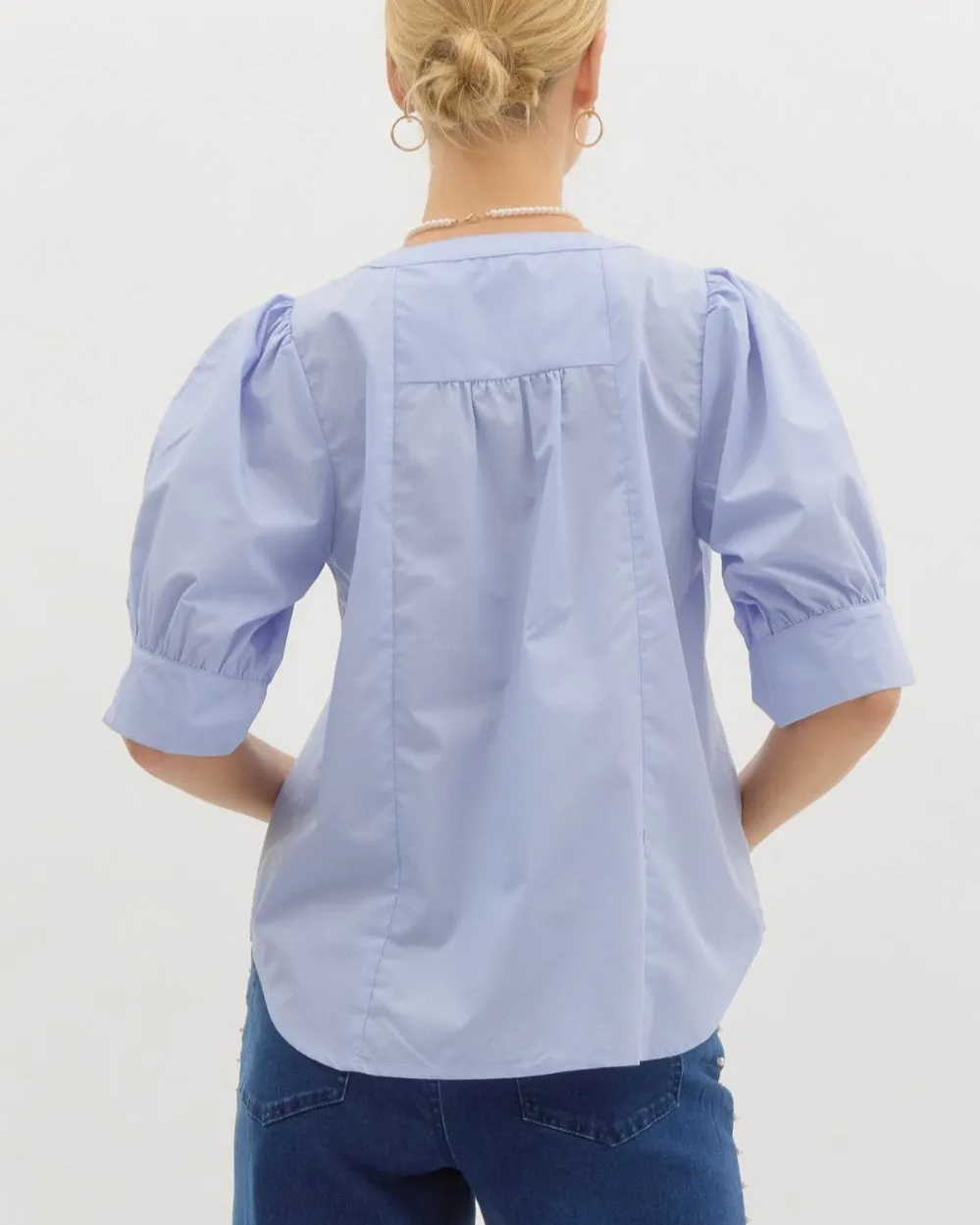 Skylar Puff Sleeve Blouse - Periwinkle