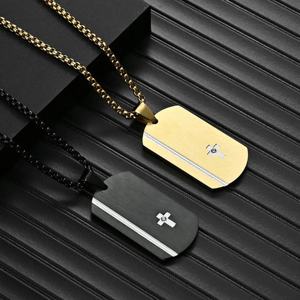 Sleek Laser Engraved Stainless Steel Pendant with Titanium Chain