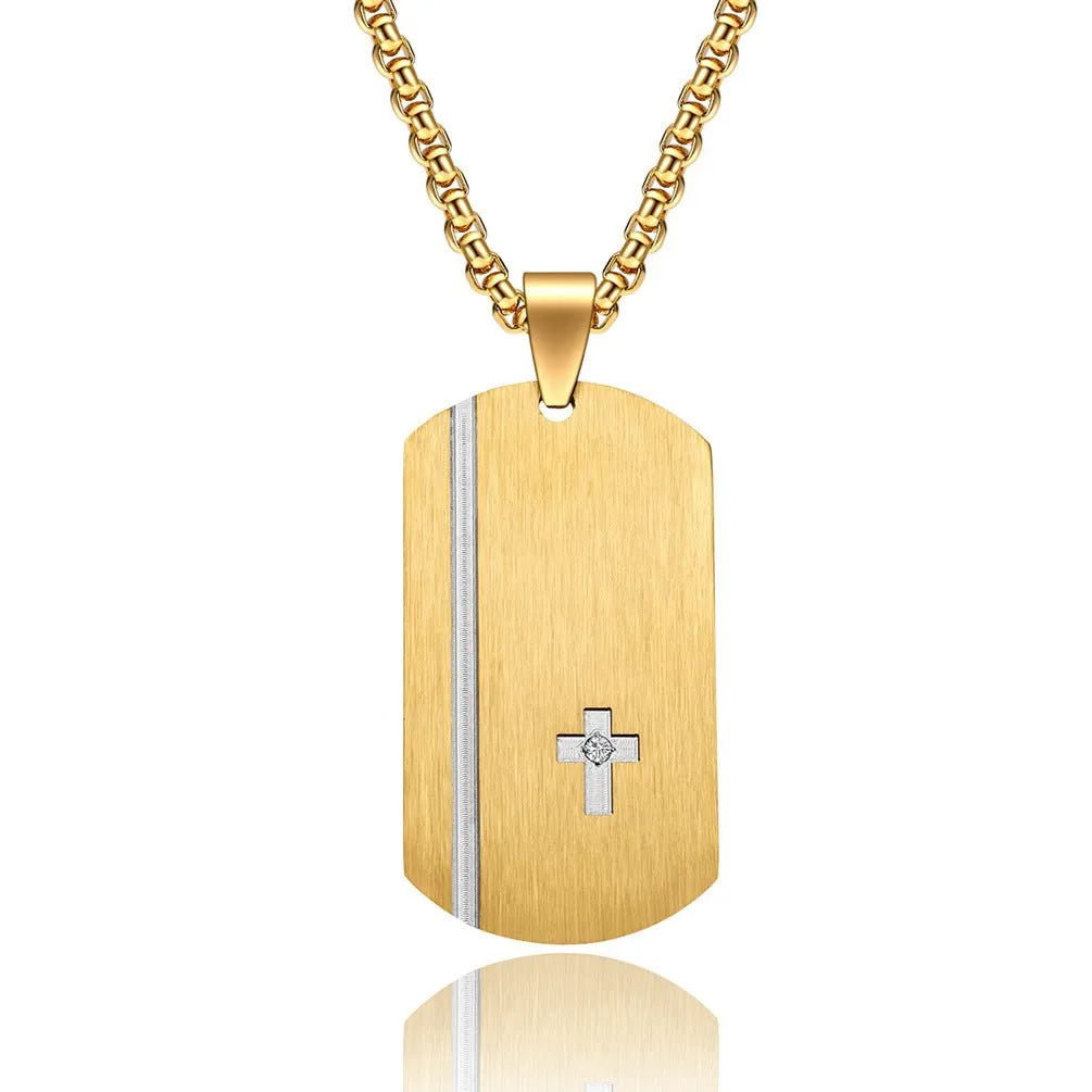 Sleek Laser Engraved Stainless Steel Pendant with Titanium Chain