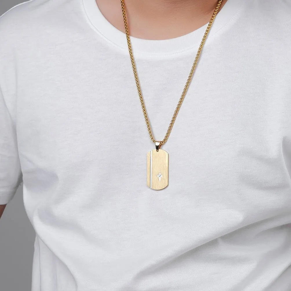 Sleek Laser Engraved Stainless Steel Pendant with Titanium Chain