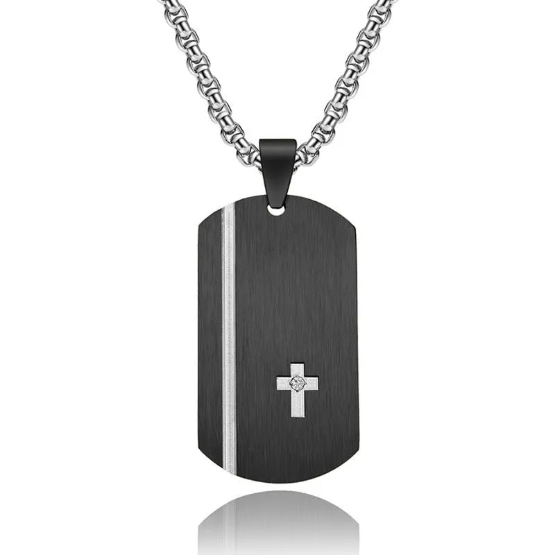 Sleek Laser Engraved Stainless Steel Pendant with Titanium Chain
