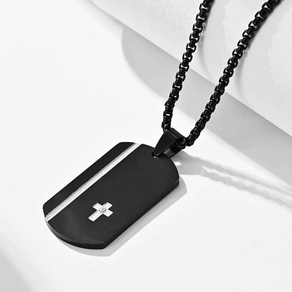 Sleek Laser Engraved Stainless Steel Pendant with Titanium Chain
