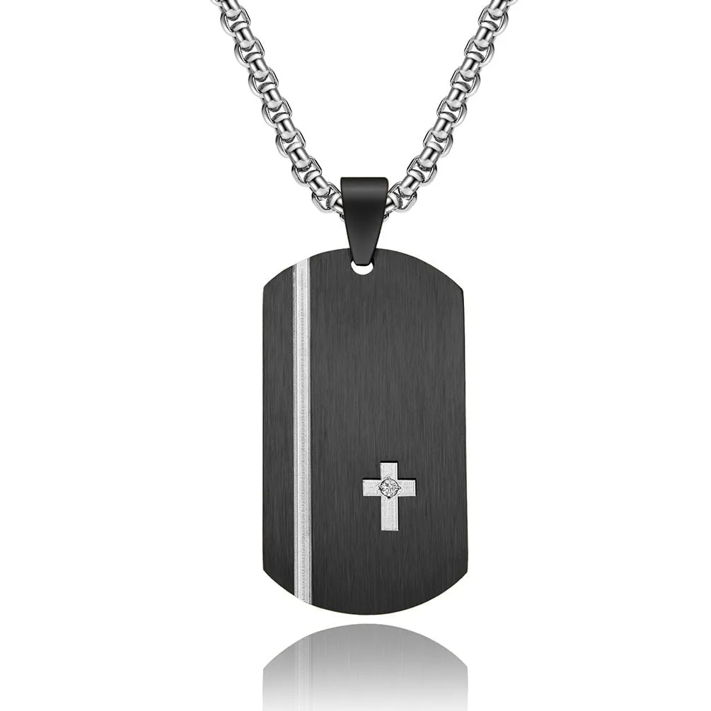 Sleek Laser Engraved Stainless Steel Pendant with Titanium Chain