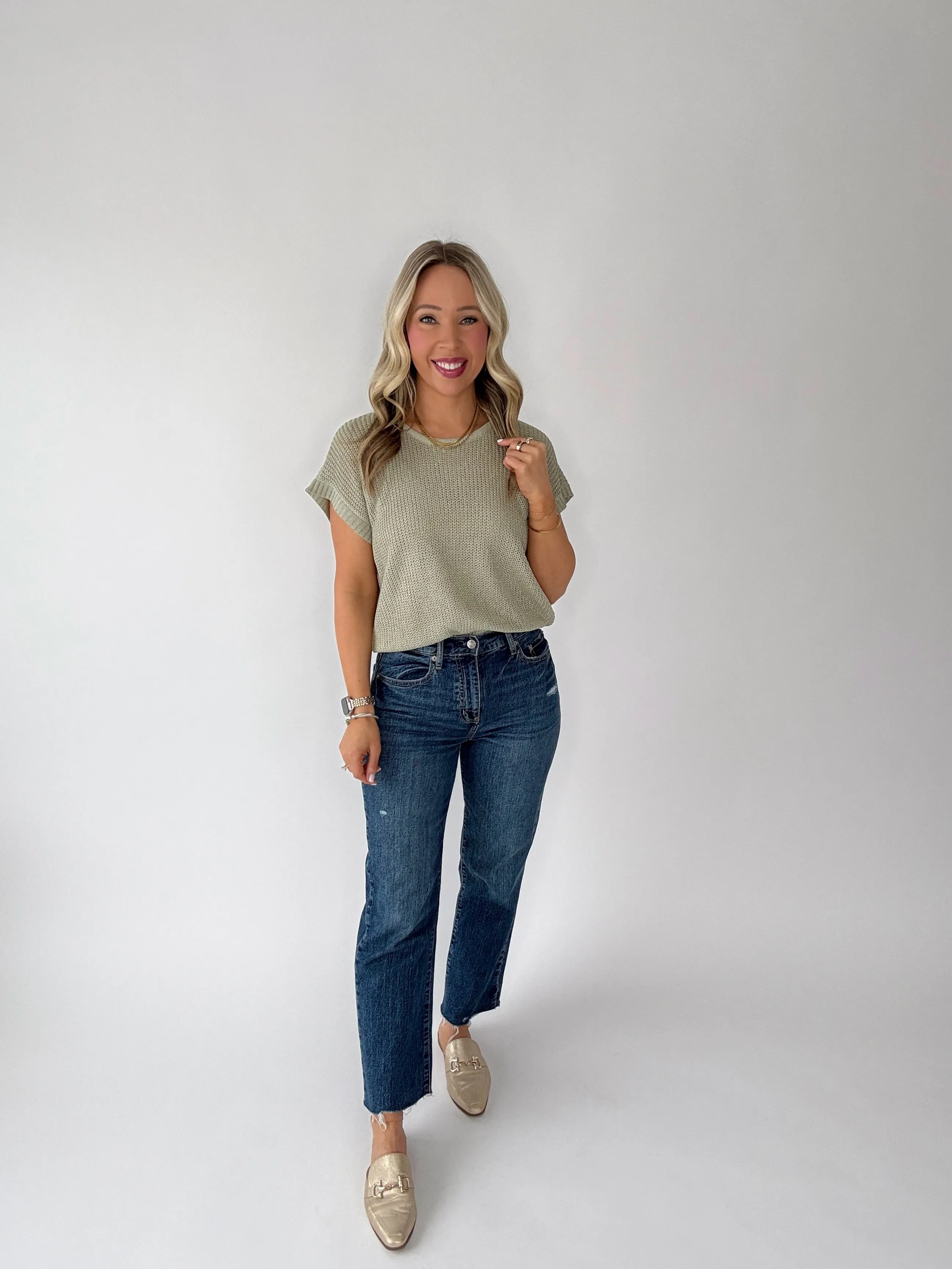 Soaking Up The Sunshine Knit Top- Sage