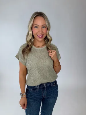 Soaking Up The Sunshine Knit Top- Sage