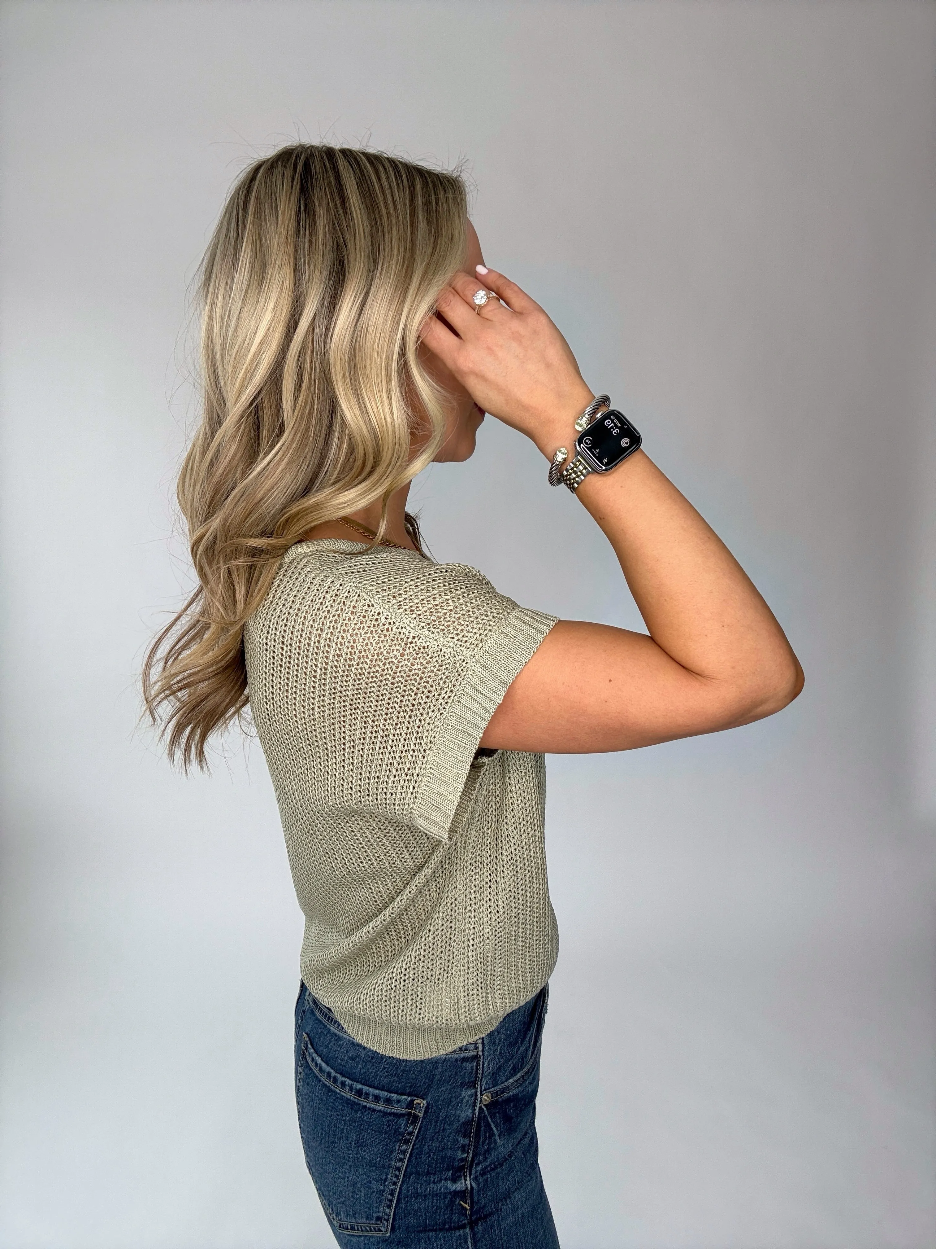 Soaking Up The Sunshine Knit Top- Sage