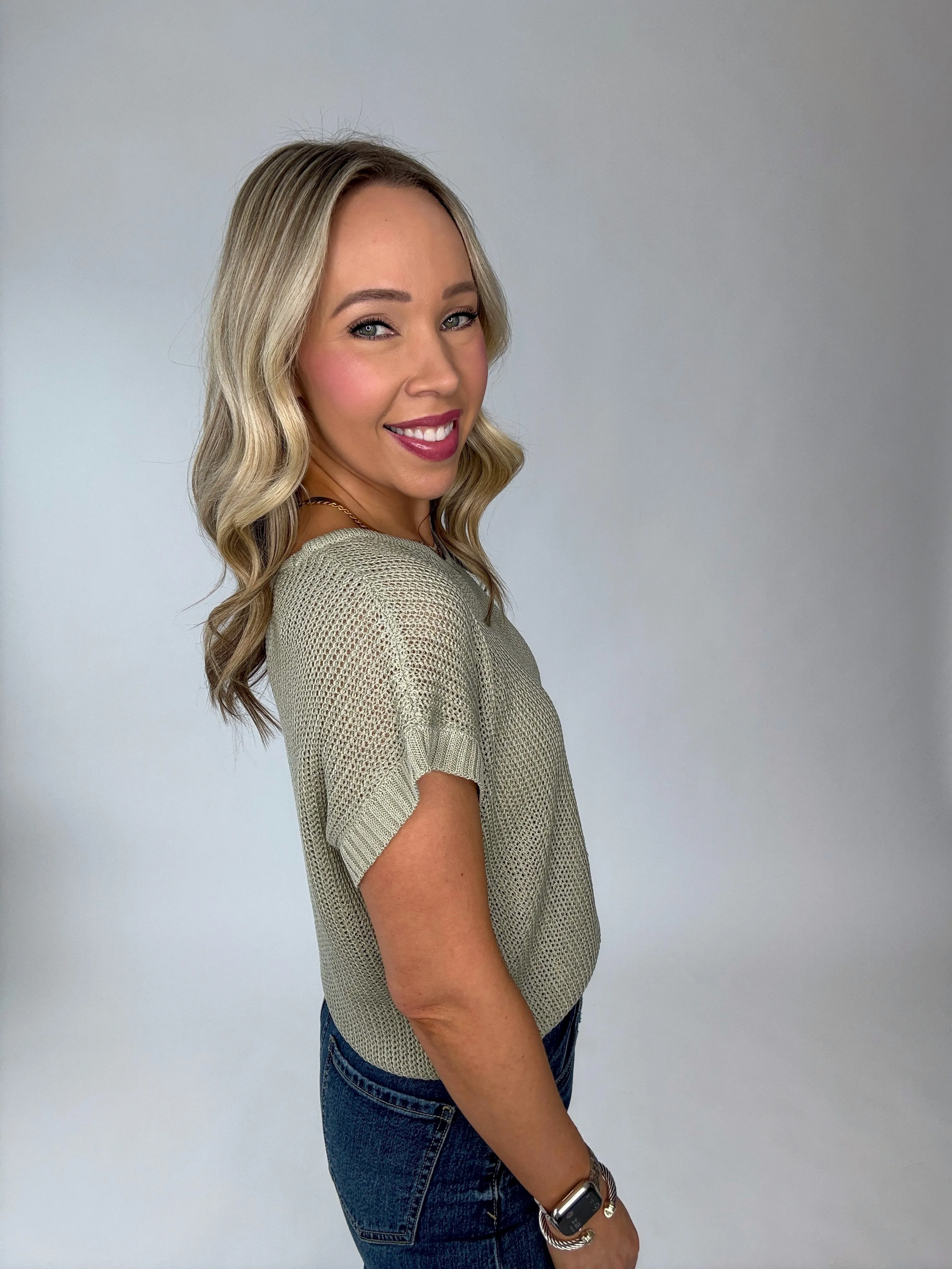 Soaking Up The Sunshine Knit Top- Sage