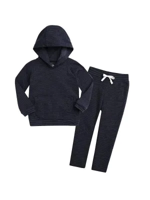Soft Dk Navy Pinstripe Hoodie Set