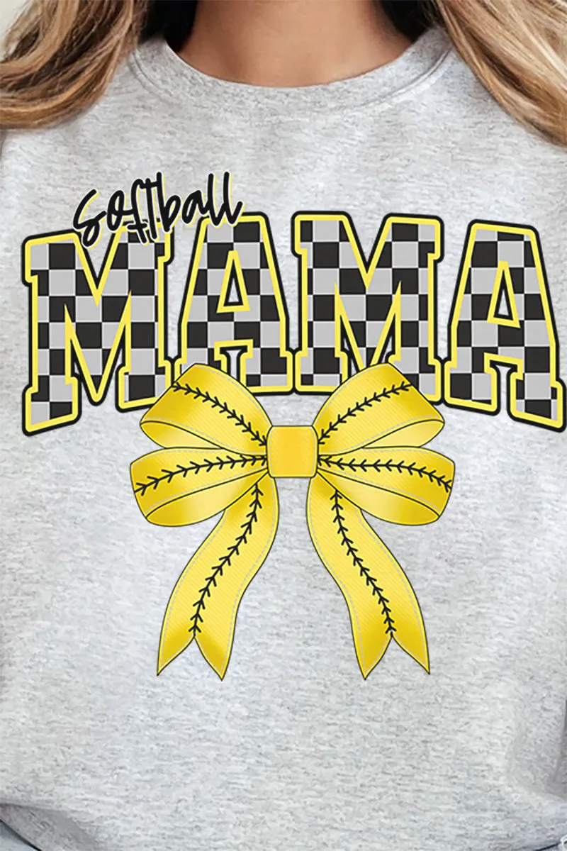 Softball Checkered Mama Heavy-weight Crew Sweatshirt