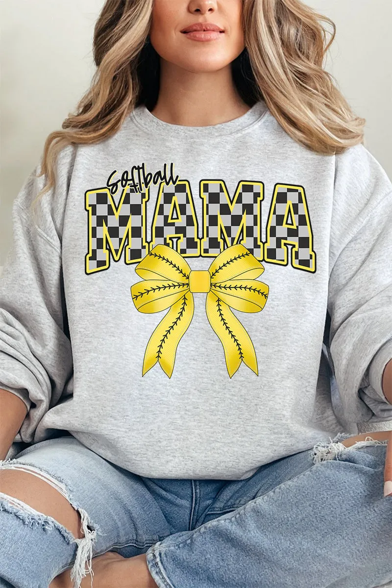 Softball Checkered Mama Heavy-weight Crew Sweatshirt