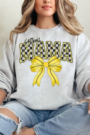 Softball Checkered Mama Heavy-weight Crew Sweatshirt