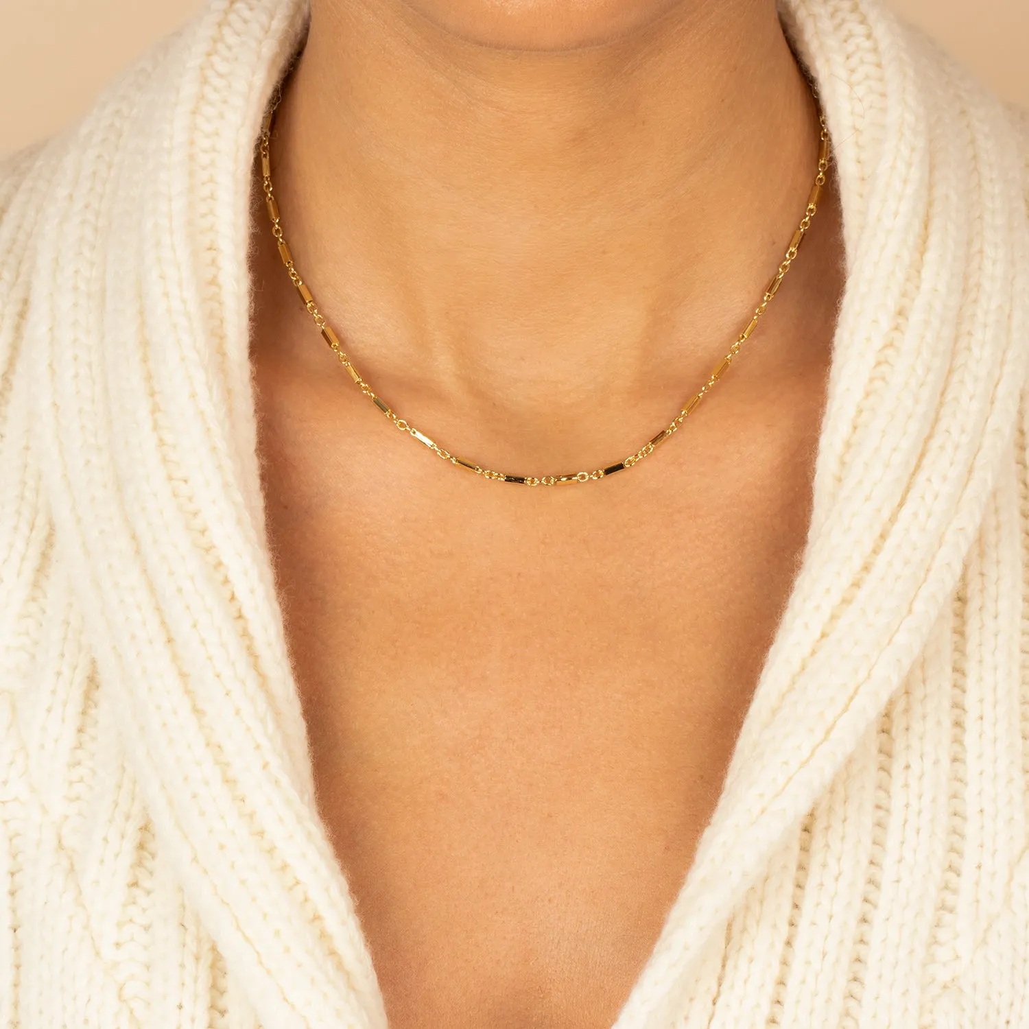 Solid Cylinder Chain Necklace