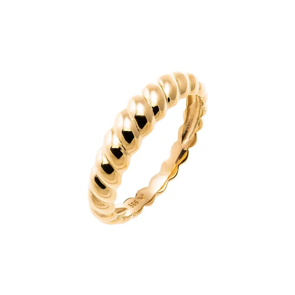Solid Graduated Twist Band Ring 14K