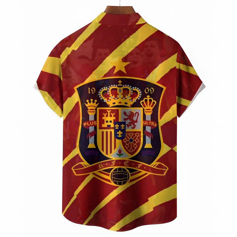 Spain European Cup Casual Large Size Short Sleeve Shirt 2407002080