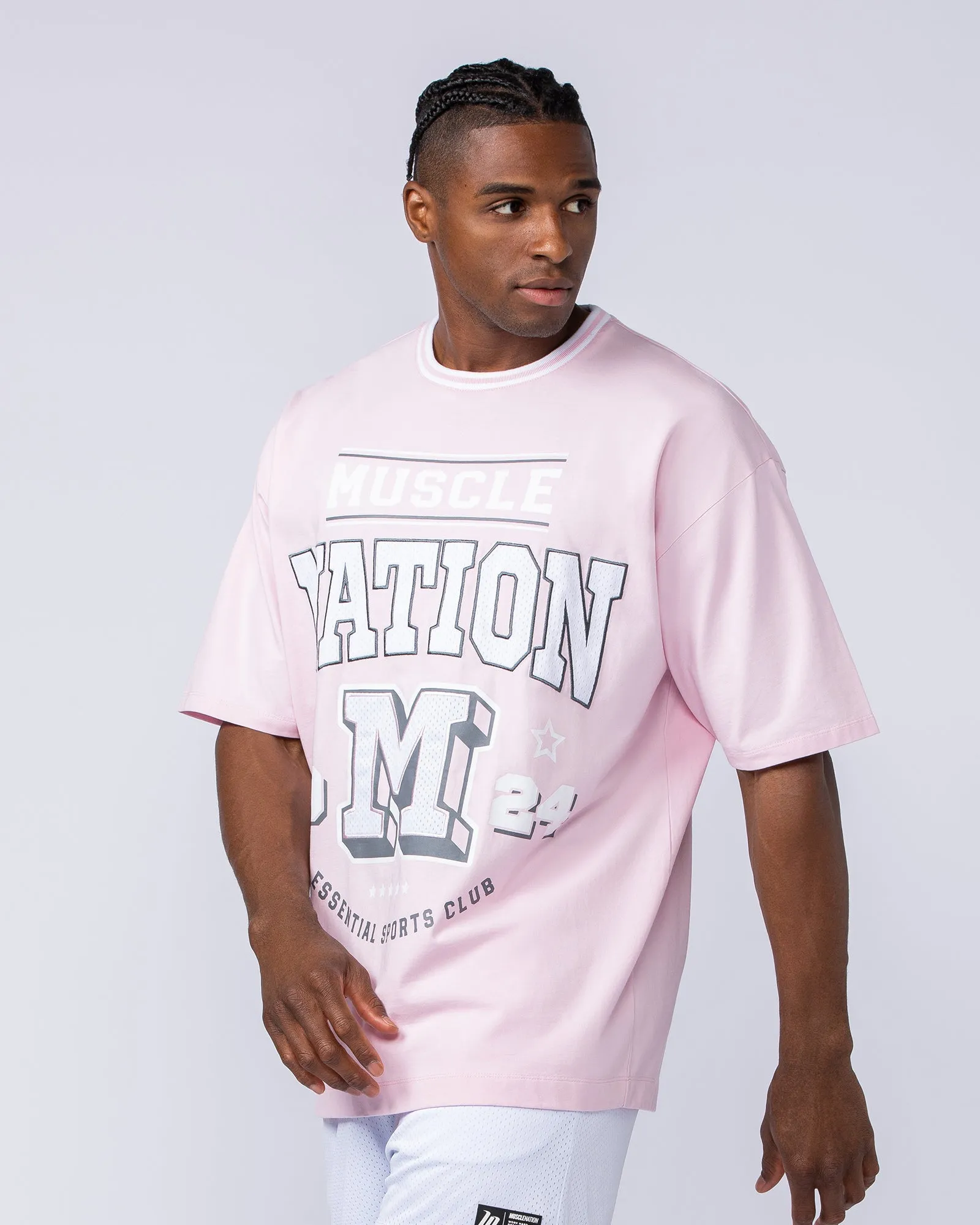 Sporting Club Oversized Tee - Soft Pink