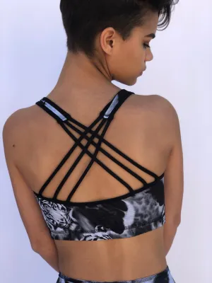 SPORTS BRA CRISSCROSS WHITE TIGER/DNOW LEOPARD