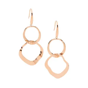 Stainless Steel Rose Gold Plated Wave Open Circle Earrings SE252R