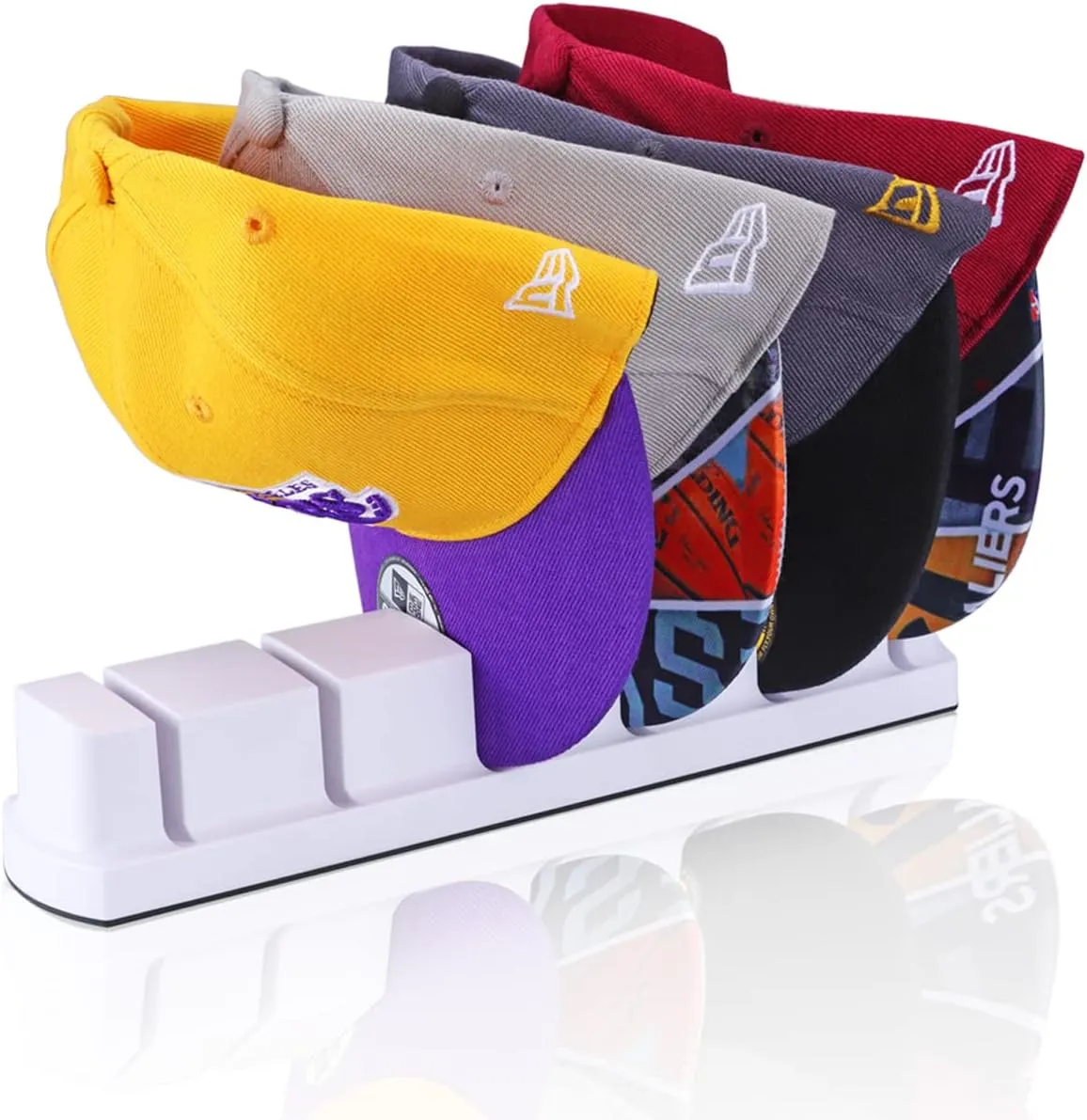 Standing Hat Rack for Fitted Basketball Caps - Storage for up to 6 hats - Free Standing - EZB