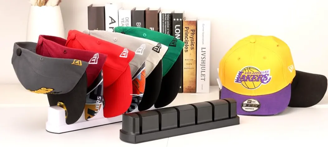 Standing Hat Rack for Fitted Basketball Caps - Storage for up to 6 hats - Free Standing - EZB