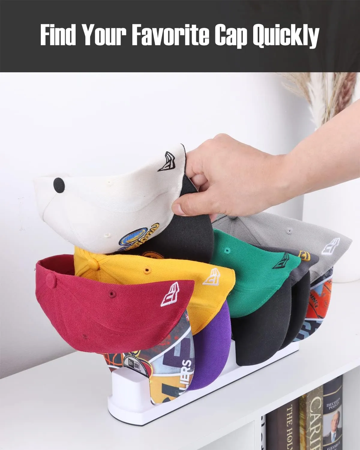 Standing Hat Rack for Fitted Basketball Caps - Storage for up to 6 hats - Free Standing - EZB