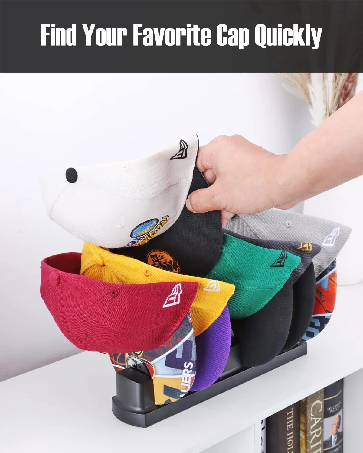 Standing Hat Rack for Fitted Basketball Caps - Storage for up to 6 hats - Free Standing - EZB
