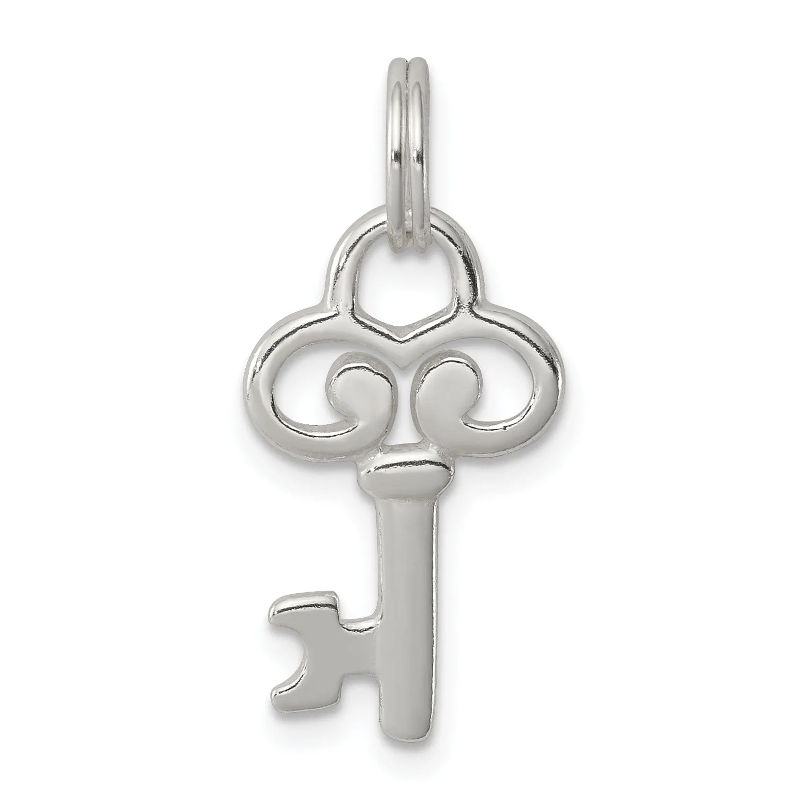 Sterling Silver Polished Key Charm Pendant