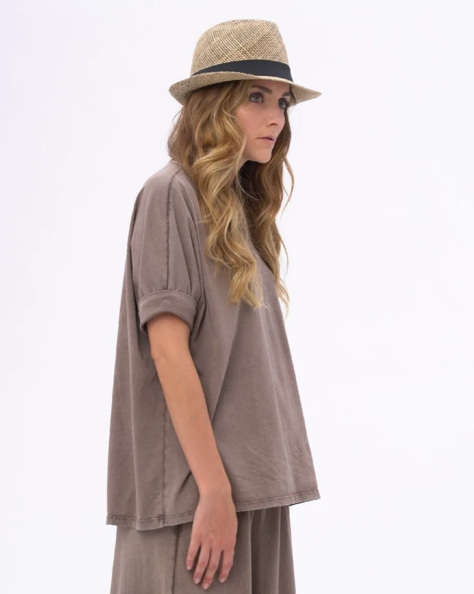 Stonewashed Organic Cotton V-neck T-shirt