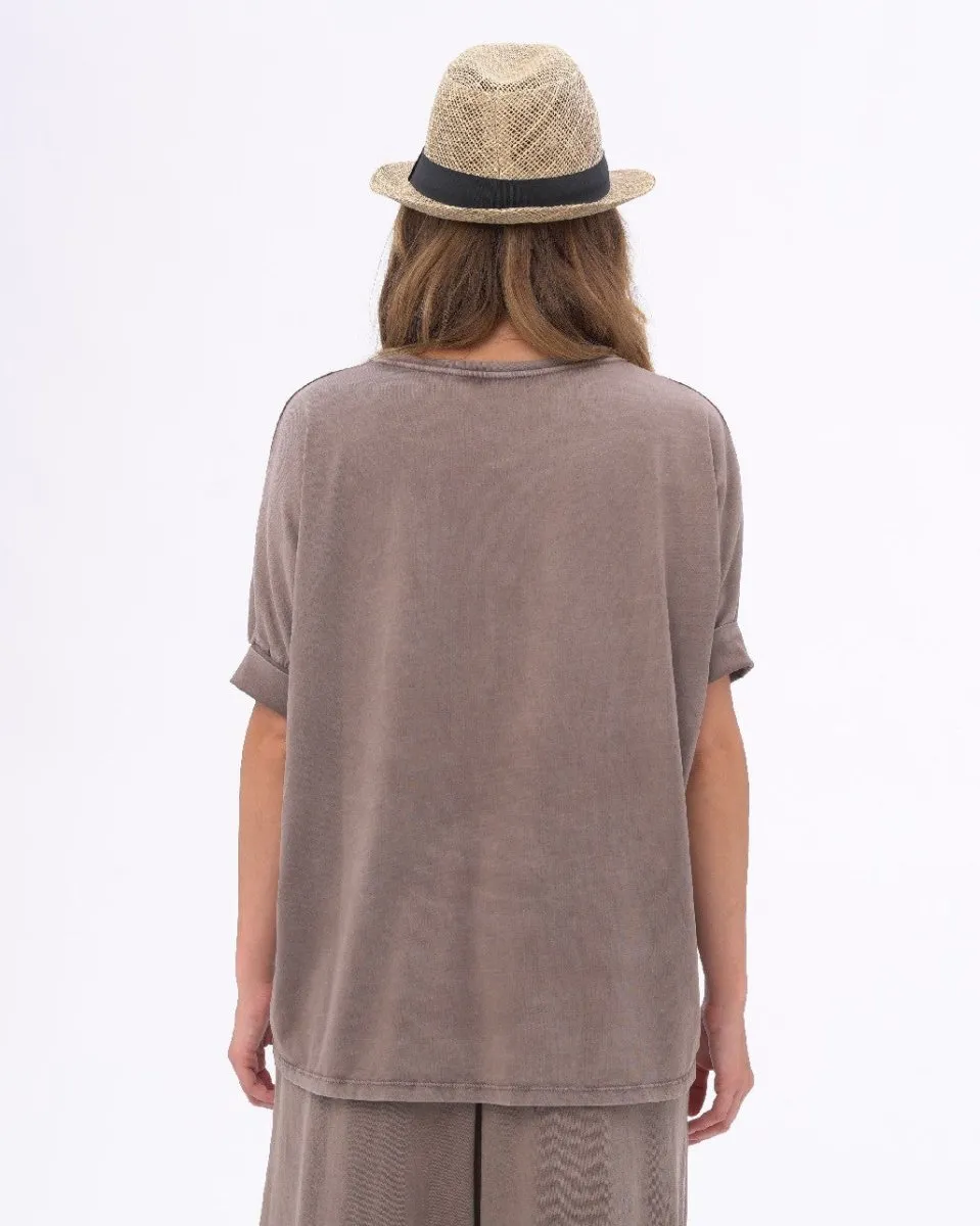 Stonewashed Organic Cotton V-neck T-shirt