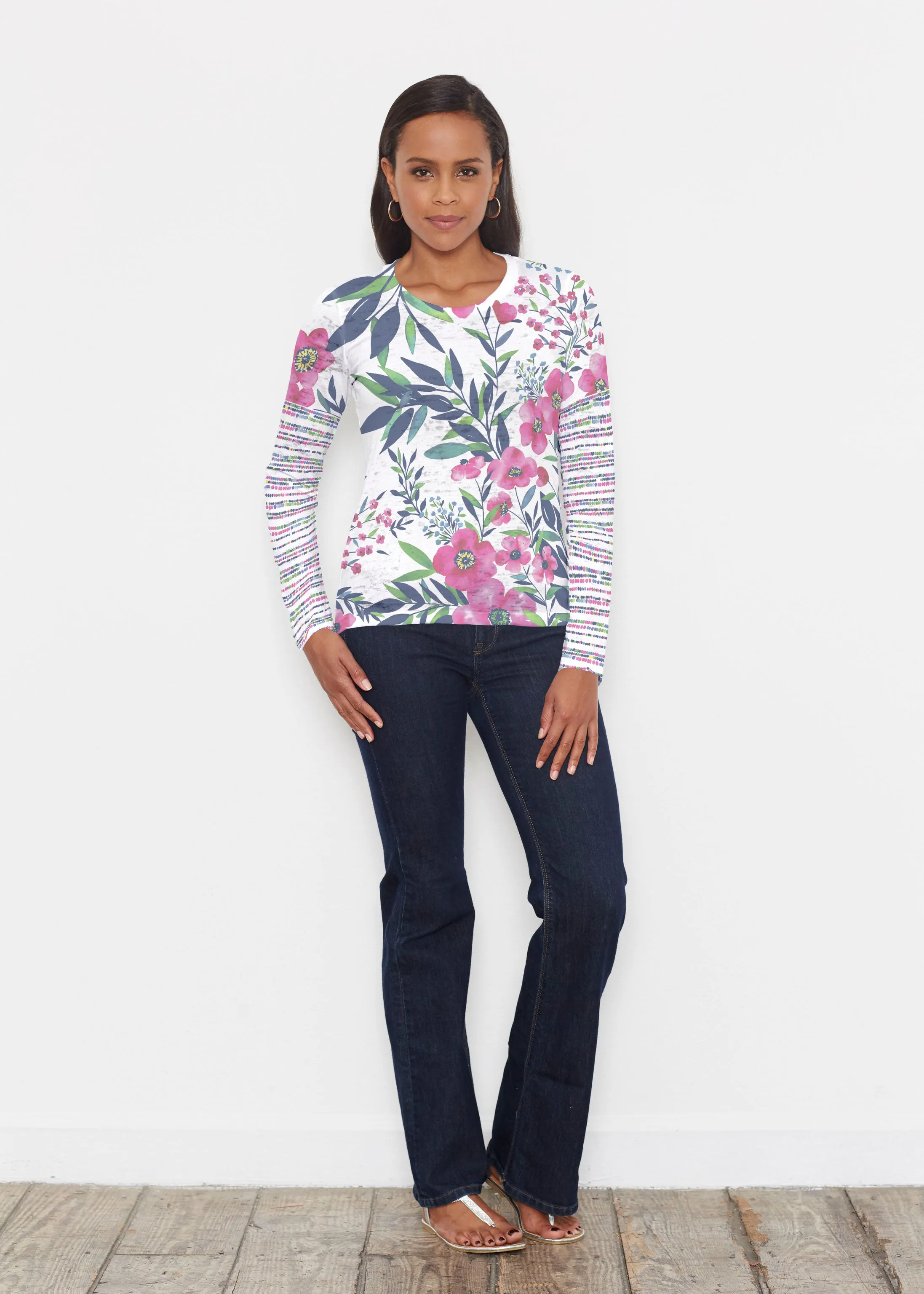 Summer Floral (13423) ~ Signature Long Sleeve Crew Shirt