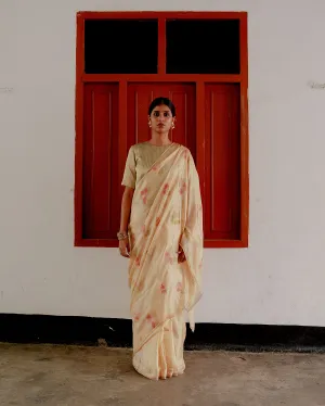 Suparna Som baagaan 2.0 sari 48 inch width by 5.5 meter length Light gold silk - delivery Time 8 weeks Festive 24 LOOK-18
