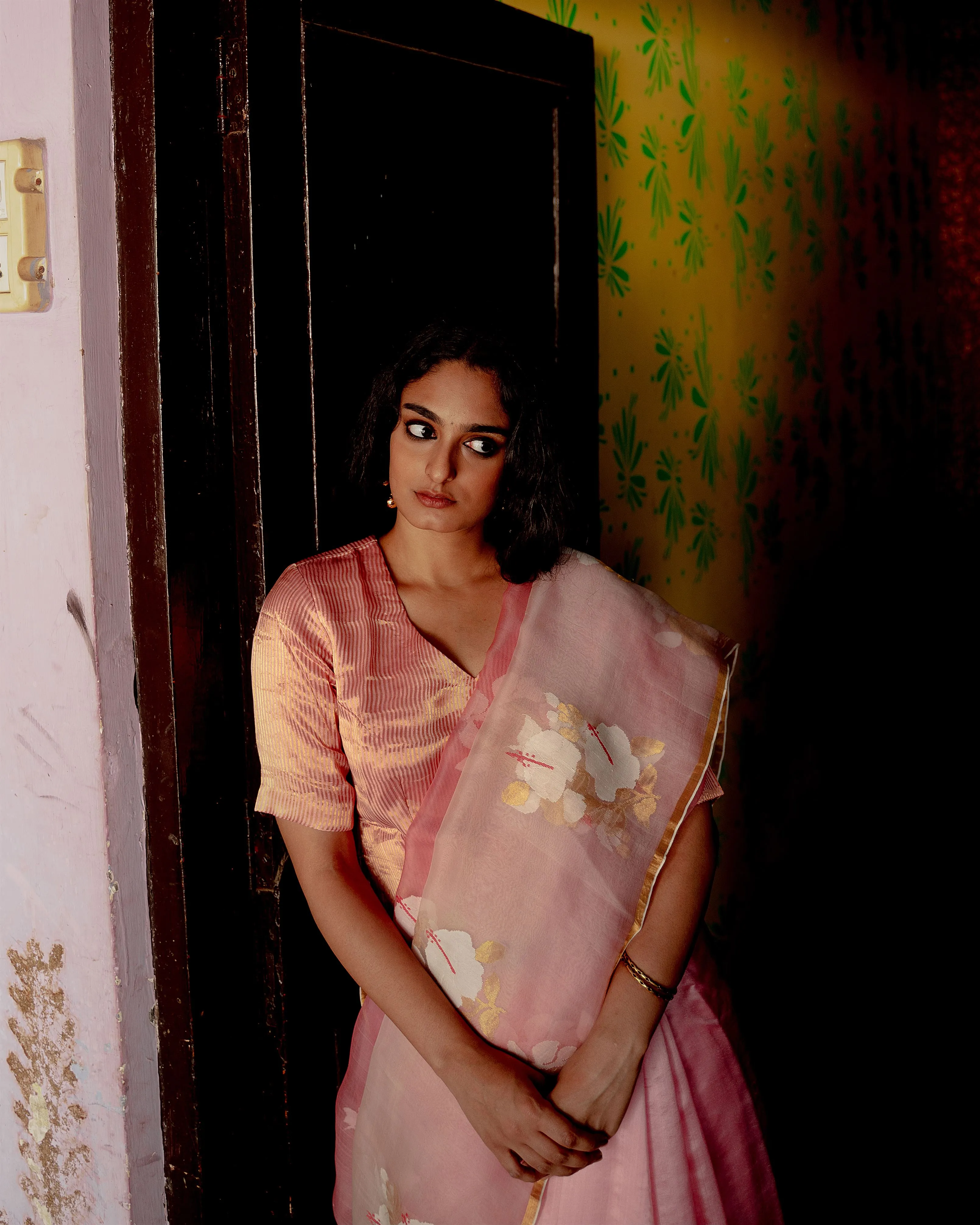 Suparna Som joba sari 48 inch width by 5.5 meter length Pink and white ombre silk - delivery Time 8 weeks Festive 24 LOOK-23