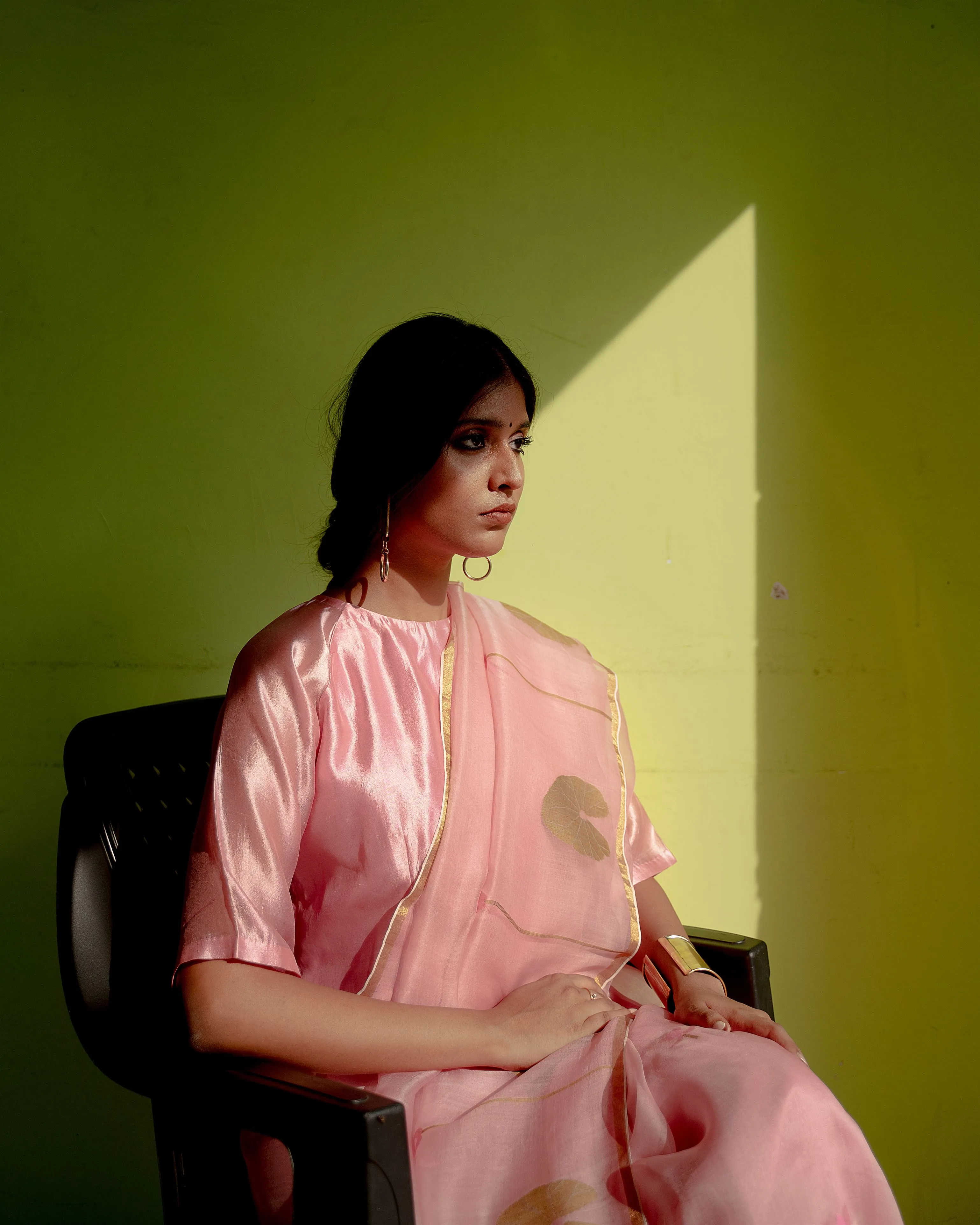 Suparna Som nalini sari 48 inch width by 5.5 meter length Pink silk - delivery Time 8 weeks Festive 24 LOOK-07