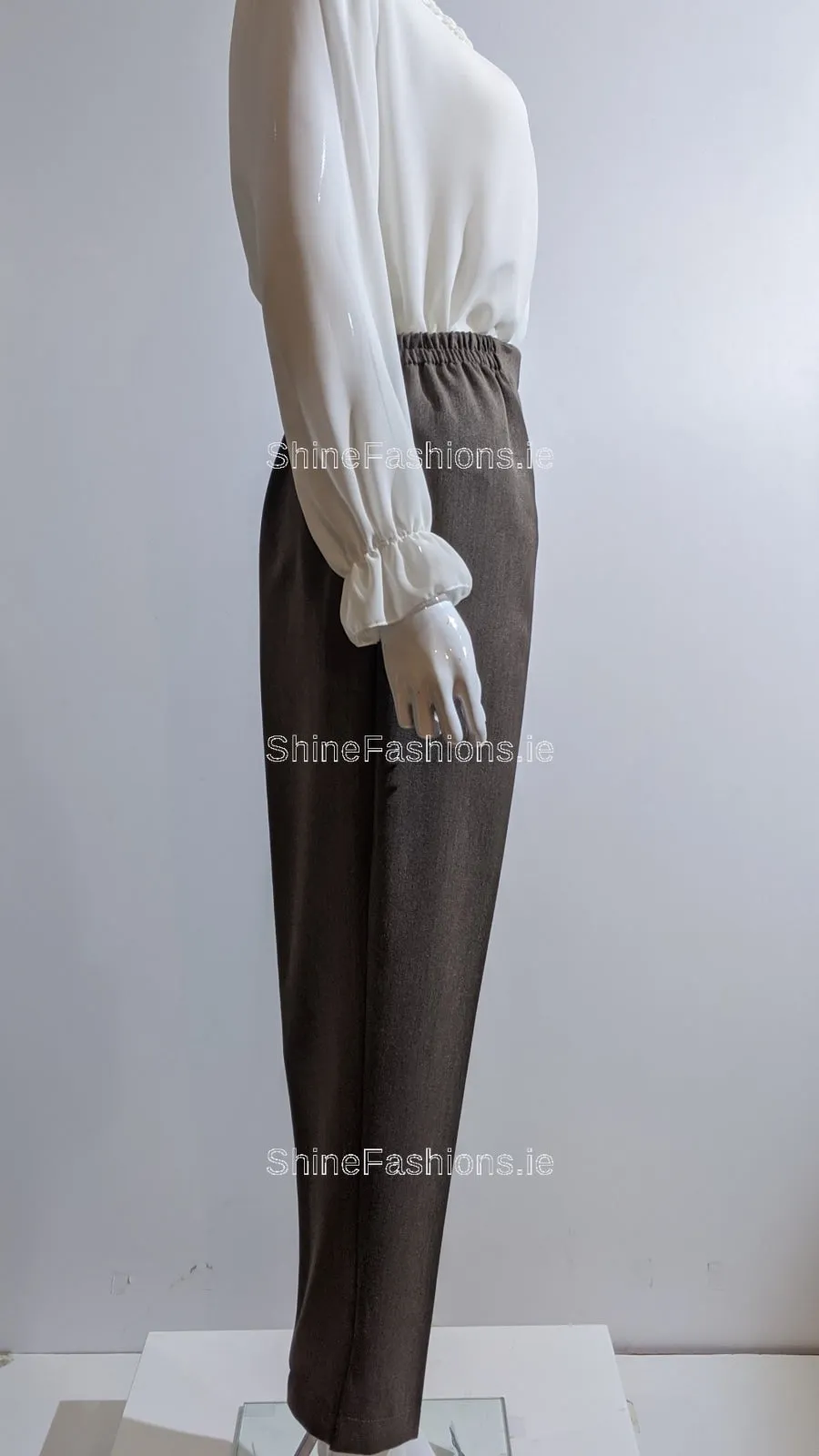 Taupe Fully Elasticated Waist Pocket Trouser