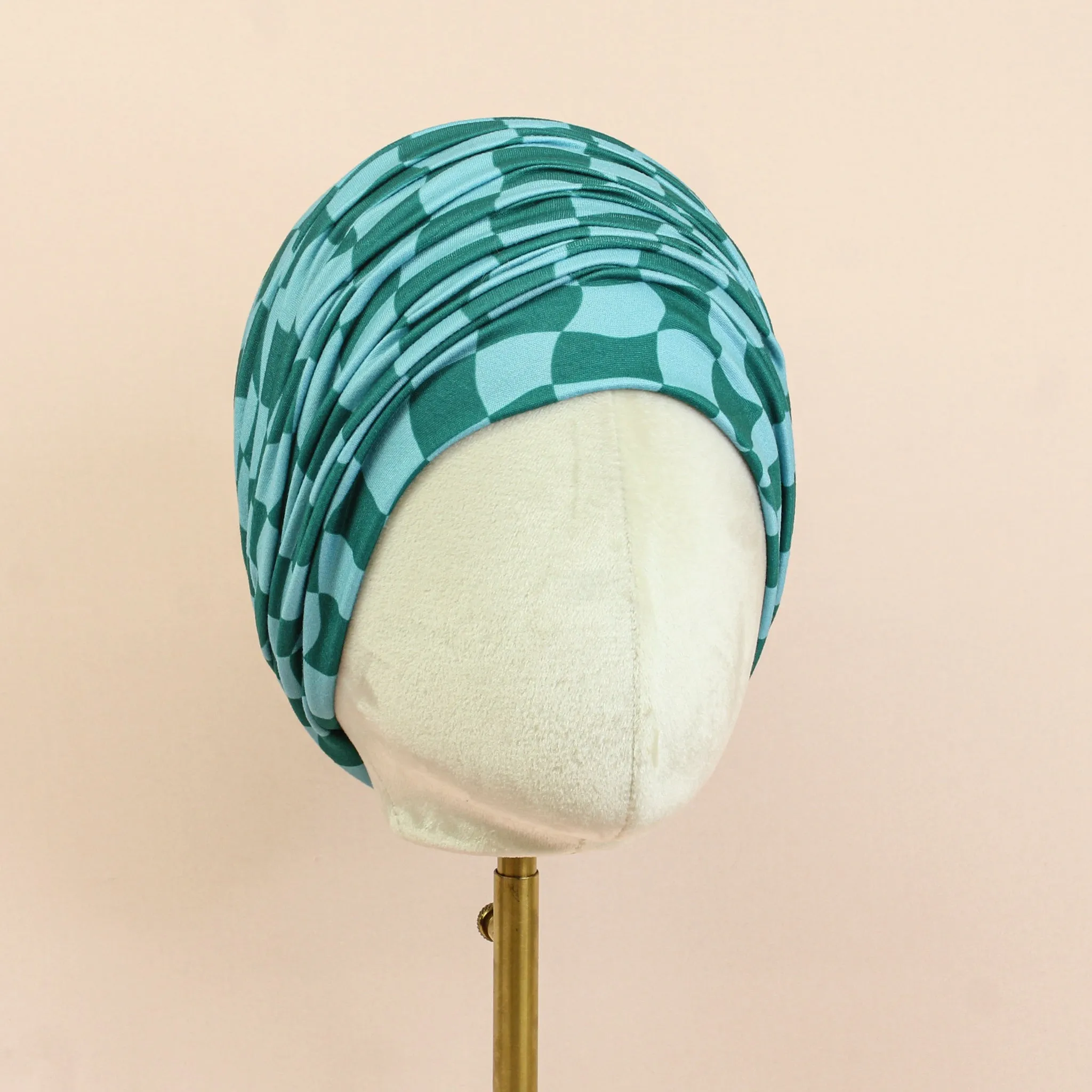 Teal Wavy Checker Boho Buff