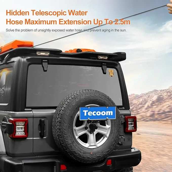 Tecoom 8 Gallon Pressurized Water Tank for Camping Shower Portable Off-Road Vehicles Pick up Truck SUV RV Water Storage Tank for Overlanding Road Shower Outdoor Activities Water Supply, Orange