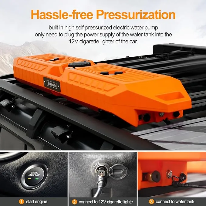 Tecoom 8 Gallon Pressurized Water Tank for Camping Shower Portable Off-Road Vehicles Pick up Truck SUV RV Water Storage Tank for Overlanding Road Shower Outdoor Activities Water Supply, Orange