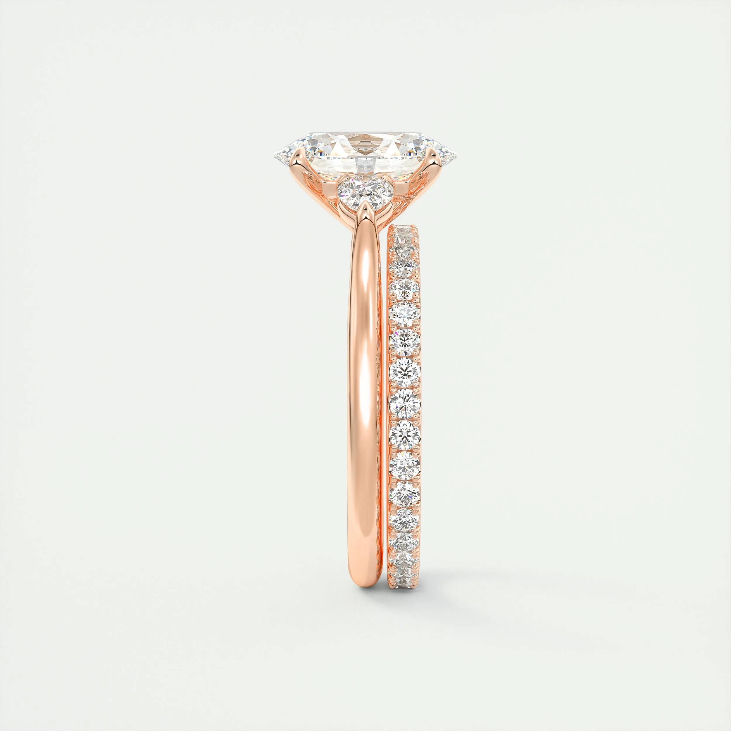 The Cathedral Three Stone | Oval