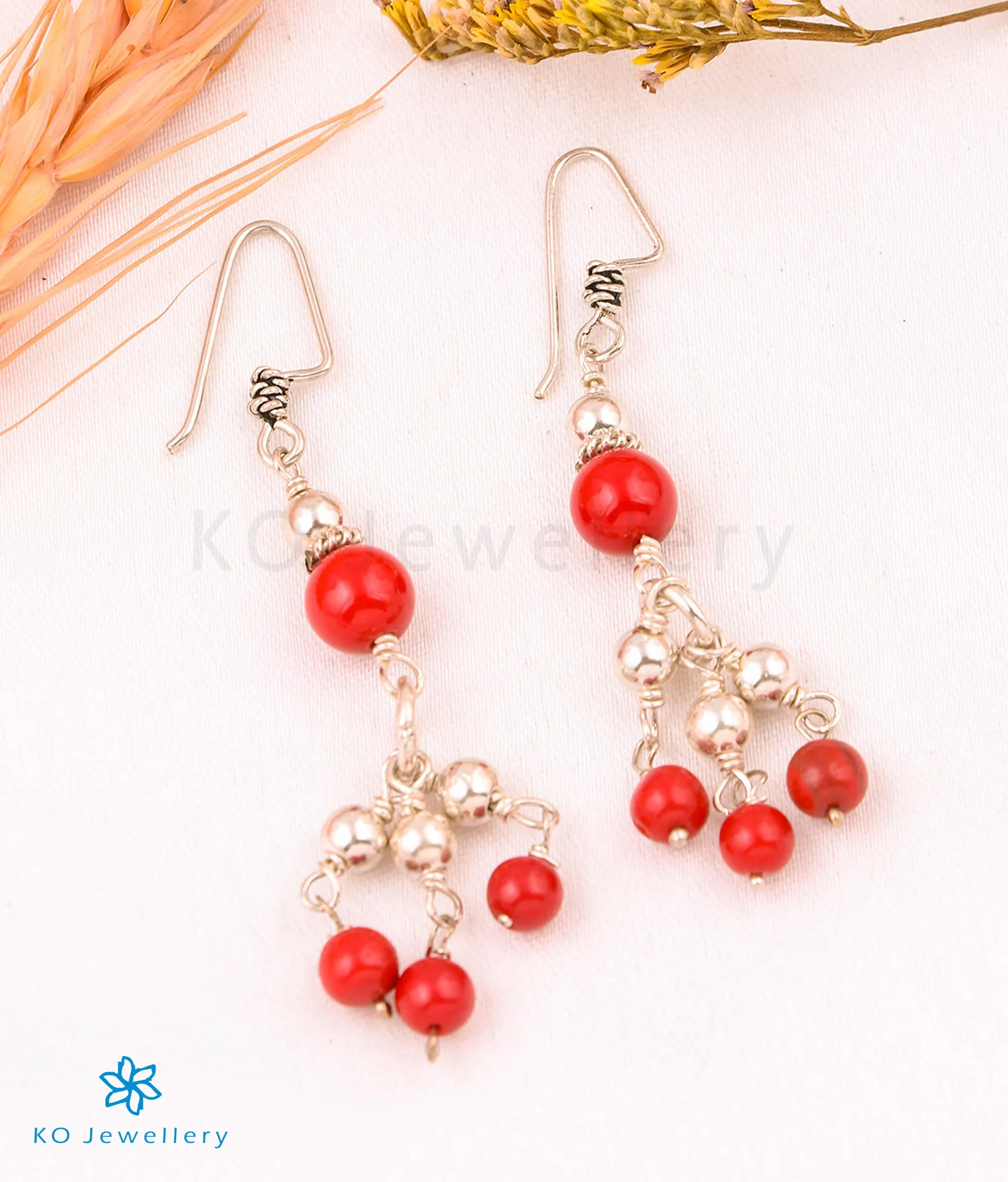 The Coral Silver Gemstone Earring